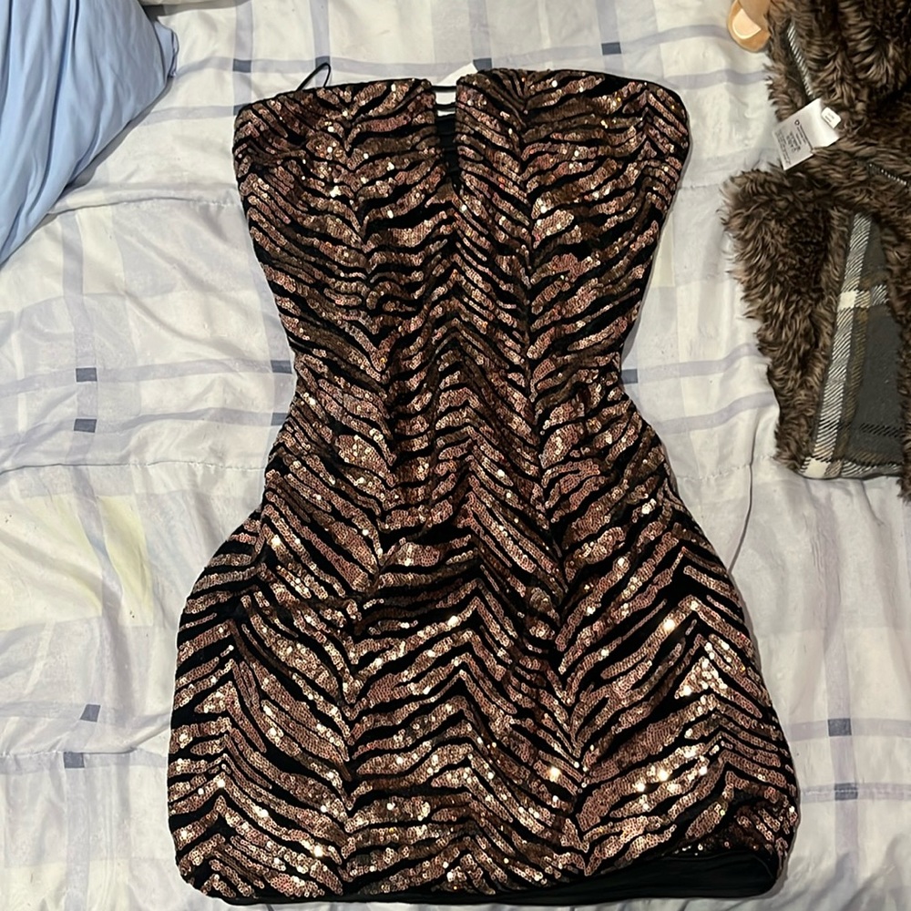 Rose gold sequin dress